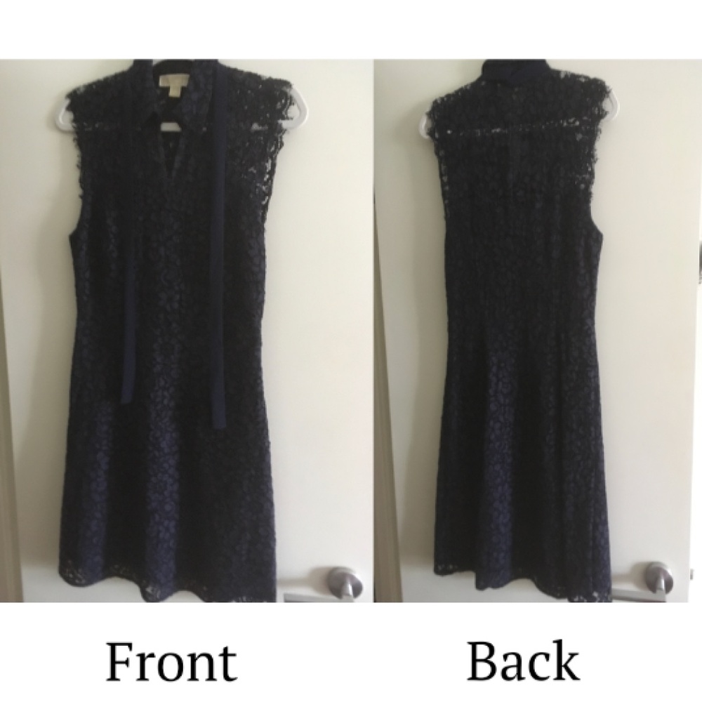 MICHAEL Michael Kors Pussy-bow Corded Lace Dress - Storm blue